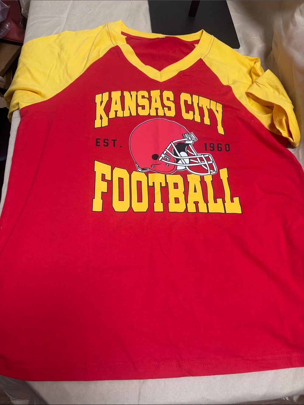 Oversized Kansas City Football ' Red & Yellow Tee